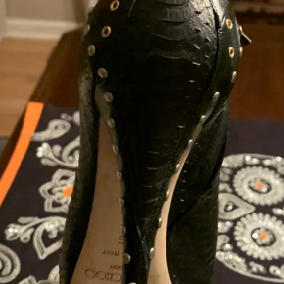 JIMMY CHOO METALLIC SNAKE SKINWITH STUD HEELS 102 THIERY - Picture 3 of 11